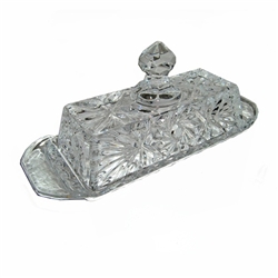 24% Lead Crystal Butter DIsh.  Size 8.75" x 3.25" - 22cm x 8cm.
