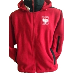 This hooded fleece jacket is part of our new collection from Poland for all of our Polish fans.  This very attractive jacket features the Polish Eagle emblem on the front and the word "Polska" (Poland) embroidered at the bottom on the reverse.  100% polye