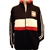 This warm, comfortable and stylish zip up jacket in black-as a main color- also has white and red stripes in the front, red collar and white stripes on the sleeves. It features The Crowned White Eagle in a red shield on the front left side and the word