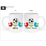 This attractive ceramic mug was created to commemorate the Euro 2012 football games hosted by Poland and the Ukraine. Pictures show both sides of the mug. Dishwasher safe. Made In Poland.