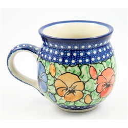 Polish Pottery 11 oz. Bubble Mug. Hand made in Poland. Pattern U417 designed by Maria Starzyk.