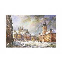 Beautiful print of a watercolor by Polish artist Micha&#322; Adamczyk. Looking to the north we see the famous Kolumna Zygmunta III Wazy (Sigismund's Column) on the left and the Royal Castle on the right.  Suitable for framing.  Includes an envelope for ma