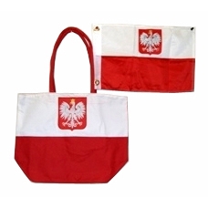 Large canvas bag and a Polish flag inside too.  Great beach items at a great price.  This is a novelty quality item not made in Poland.
