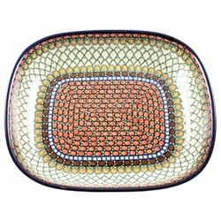 Polish Pottery 10.5" Serving Dish. Hand made in Poland. Pattern U81 designed by Teresa Liana.