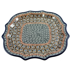 Polish Pottery 10.5" Fluted Luncheon Plate. Hand made in Poland. Pattern U143 designed by Maryla Iwicka.