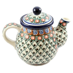 Polish Pottery 20 oz. Teapot. Hand made in Poland. Pattern U42 designed by Anna Pasierbiewicz.