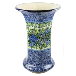 Polish Pottery 9.5" Vase. Hand made in Poland. Pattern U4566 designed by Maria Starzyk.