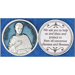 Saint Peregrine Blue Enamel Pocket Token (Coin). Great for your pocket or coin purse.
