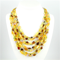 Bozena Przytocka is a designer of artistic amber jewelry based in Gdansk, Poland. Here is a beautiful example of her ability to blend amber, amethyst and peridot to create a stunning necklace. 18" length is the shortest strand. There is a 4" drop from th