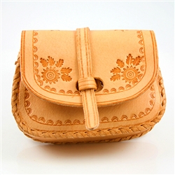 Darling little hand-crafted leather purse (pouch), with 26" adjustable length shoulder strap, from Zakopane Poland.