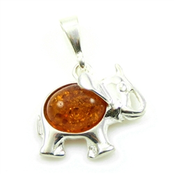 Small Elephant Amber Pendant