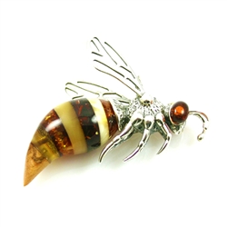 Beautifully designed amber and silver bee!