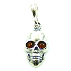 Baltic Amber Beads in Sterling Silver skull.