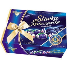 An old Polish specialty with an unforgettable taste. Better than sugar plums! The plums are covered with delicious Polish chocolates and filled with a cocoa cream! These are addictive, you wouldn't be able to eat just one! Each piece is wrapped.  Enclosed