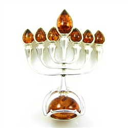 This beautiful sterling silver pendant is highlighted with cognac colored amber.