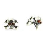 This silver skull and crossbones set have golden eyes of amber.