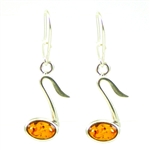 Musical Note Earrings - Honey Amber