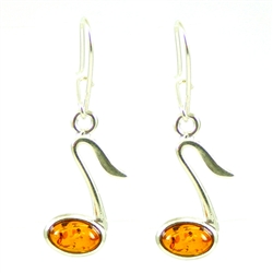 Musical Note Earrings - Honey Amber