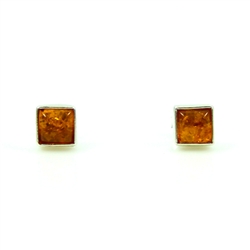 Baltic Amber stud earrings with Sterling Silver detail.