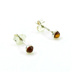 Baltic Amber stud earings with Sterling Silver detail.