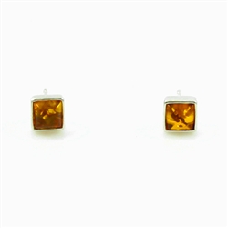 Baltic Amber stud earrings with Sterling Silver detail.