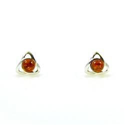 Honey Amber Oval Stud Earrings Inside A Celtic Knot