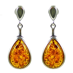 Honey Amber Teardrop Earrings. Amber is soft, only slightly harder than talc, and should be treated with care.