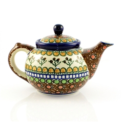 Polish Pottery 10 oz. Bedtime Teapot. Hand made in Poland. Pattern U79 designed by Teresa Liana.