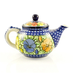 Polish Pottery 10 oz. Bedtime Teapot. Hand made in Poland. Pattern U417 designed by Maria Starzyk.