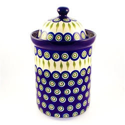 Polish Pottery 10.5" Canister. Hand made in Poland and artist initialed.