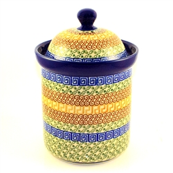 Polish Pottery 8.5" Canister. Hand made in Poland and artist initialed.