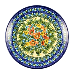 Polish Pottery 10.5" Dinner Plate. Hand made in Poland. Pattern U3281 designed by Maria Starzyk.