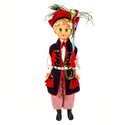 This beautiful doll dressed in a handmade traditional Krakowiak outfit, is made of plastic with movable arms and legs (not the joints).