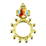 Saint John Paul II Oval Finger Rosary - Gold Toned