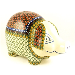 Collectors of Polish stoneware from Poland's premier company, Ceramika Artystyczna, will enjoy this unique item. Our Polish piggy bank has only one opening in the top.