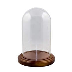 Perfect display case for goose size eggs or dolls up tp 5" tall. Glass dome is 7" H x 4"W - 18cm x 10cm and the wood base is 5" -12.5cm in diameter.
Total height is 7.5" - 19cm