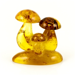 We are aware of only one artist in Poland making these delightful mushrooms from amber. Naturally shaped with pure raw Baltic amber.