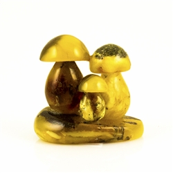 We are aware of only one artist in Poland making these delightful mushrooms from amber. Naturally shaped with pure raw Baltic amber.