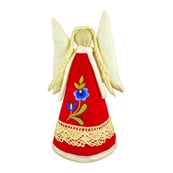 Hand made in Gdansk by a real Polish Kaszubian babcia!   Made of 100% linen and all sewn by hand. Detailed with a beautiful Kaszubian folk flower. Our special keepsake is sure to look splendorous on top of your tree, displayed on a table or in a curio. En