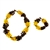 Set includes a 21.5" - 54.5cm long necklace and 8.5" - 21.5cm long matching bracelet.  Both necklace and bracelet contain 5 strands of amber.  Composed of cherry and honey amber.  The honey amber appears lighter in our picture than actual.