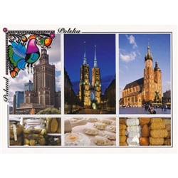 Polish full color glossy post cards are perfect for those school heritage projects. Scenes from around Poland including:
Warsaw - Warszawa
Wroclaw - Wroclaw
Cracow - Krakow
A Pickled Cucumber - Ogorki Kiszone
Russian Pirozhki - Pierogi Ruskie