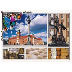 Polish full color glossy post cards are perfect for those school heritage projects. Scenes from around Poland including:
Warsaw - Castle Square - Plac Zamkowy
Warsaw's Mermaid - Warszawska Syrenka
A Pickled Cucumber - Ogorki Kiszone
Russian Pirozhki