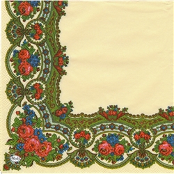 Polish Folk Art Luncheon Napkins (package of 20) - "Folk Flowers". Three ply napkins with water based paints used in the printing process.