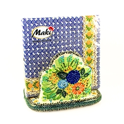 Polish Pottery 6.5" Napkin Holder. Hand made in Poland. Pattern U2124 designed by Teresa Liana.