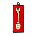 Souvenir pewter spoon featuring the symbol of the city of Lublin. Packed in a plastic presentation box with a clear top.