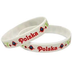 Polska (Poland) says it all. Medium size (8" - 20cm) wrist band with a little stretch.

*WARNING: Choking Hazard--Small Parts
 Not for children under 3 yrs.