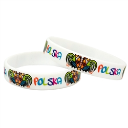 Polska (Poland) says it all. Medium size (8" - 20cm) wrist band with a little stretch.

*WARNING: Choking Hazard--Small Parts
 Not for children under 3 yrs.