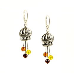 These are Genuine multi-colored Baltic Amber small spheres suspended under a Sterling Silver crown.