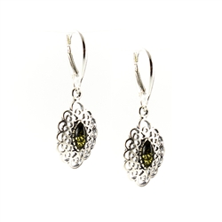 Green Amber Filigree Earrings