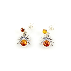 Spider Amber Stud Earrings